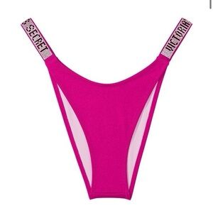 Pink Bikini Bottom with Embellished Straps